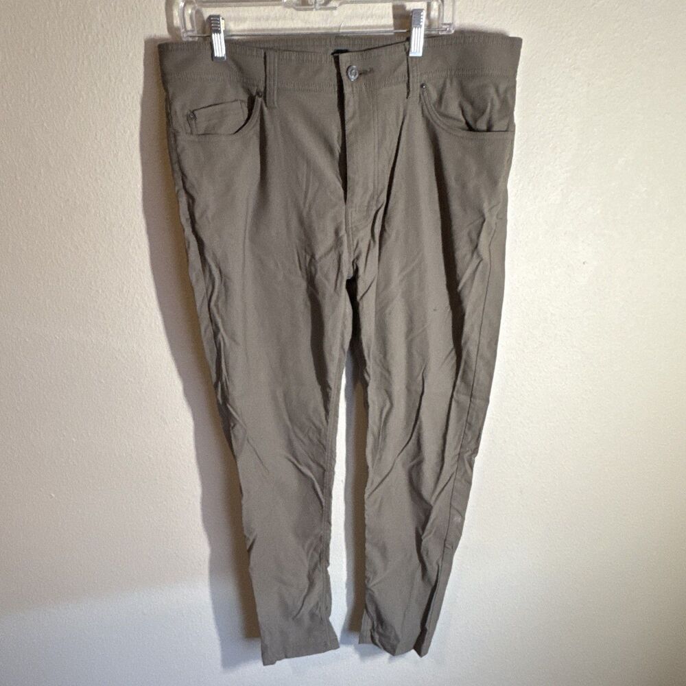 prAna Men’s Slim Fit Casual Pants 36W Gray Stretch Tapered Pockets